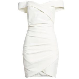 Lavish Alice off the shoulder white mini dress